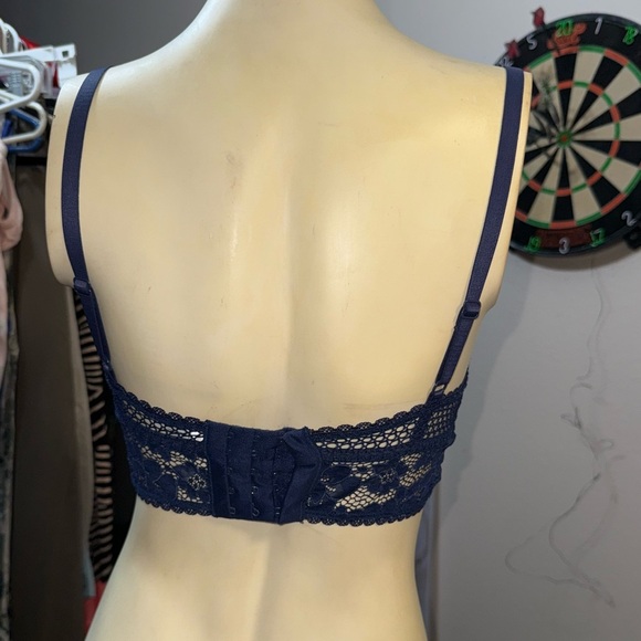 ELSE Petunia Longline Underwire Triangle Bra midnight navy size 32C - Picture 4 of 8